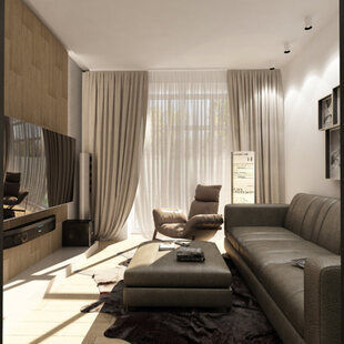 Фото № 4: Дизайн-проект двухкомнатной квартиры 53.3  м² стиль Минимализм для ЖК Стрижи Сити