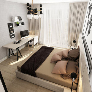 Фото № 5: Дизайн-проект двухкомнатной квартиры 53.3  м² стиль Минимализм для ЖК Стрижи Сити