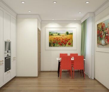 Фото № 1: Дизайн-проект однокомнатной квартиры 46.2  м² стиль Современная классика для меридиан