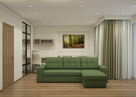 Фото № 5: Дизайн-проект однокомнатной квартиры 46.2  м² стиль Современная классика для меридиан