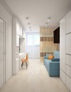 Фото № 2: Дизайн-проект однокомнатной квартиры 37.5  м² Скандинавский стиль для ЖК Летняя резиденция