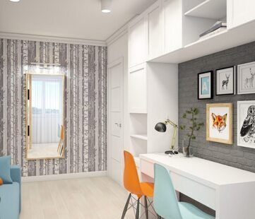 Фото № 5: Дизайн-проект однокомнатной квартиры 37.5  м² Скандинавский стиль для ЖК Летняя резиденция