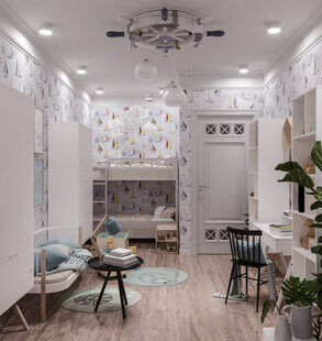 Фото № 2: Дизайн-проект трехкомнатной квартиры 82.8  м² стиль Прованс для ЖК по ул. Васенко