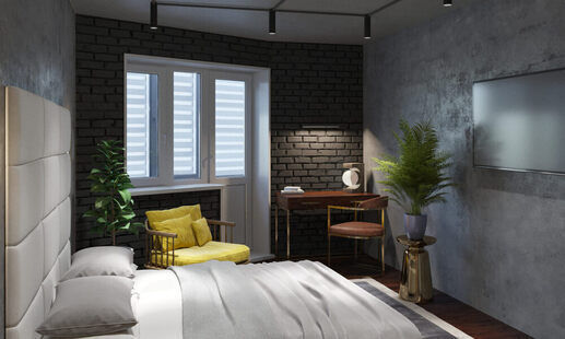 Фото № 5: Дизайн-проект однокомнатной квартиры 48.3  м² стиль Лофт для ЖК по ул. Васенко