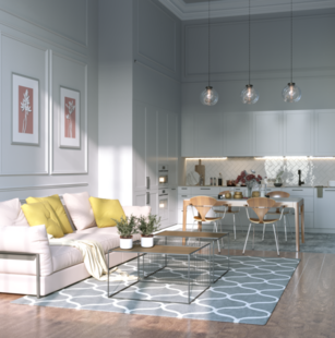 Фото № 4: Дизайн-проект двухкомнатной квартиры 45.3  м² стиль Современная классика для ЖК Tango