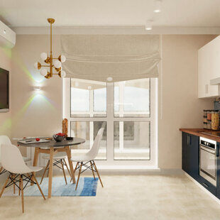 Фото № 2: Дизайн-проект евро двухкомнатной квартиры 58.23  м² стиль Модернизм для ЖК Новаторов