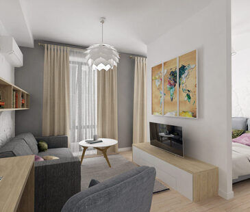 Фото № 3: Дизайн-проект однокомнатной квартиры 36.4  м² стиль Минимализм для ЖК Аалто