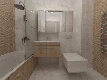 Фото № 2: Дизайн-проект однокомнатной квартиры 36.4  м² стиль Минимализм для ЖК Аалто