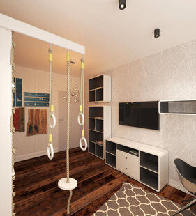 Фото № 6: Дизайн-проект трехкомнатной квартиры 80.31  м² стиль Лофт для ЖК Молодая семья во Фрунзенском районе