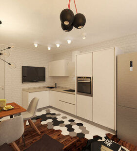 Фото № 2: Дизайн-проект трехкомнатной квартиры 80.31  м² стиль Лофт для ЖК Молодая семья во Фрунзенском районе