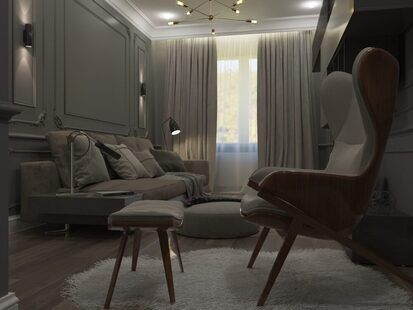 Фото № 4: Дизайн-проект однокомнатной квартиры 38.5  м² стиль Кантри для ЖК Екатерининский