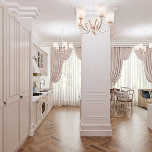 Фото № 3: Дизайн-проект двухкомнатной квартиры 65.5  м² стиль Прованс для ЖК Аалто