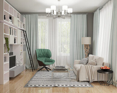 Фото № 2: Дизайн-проект двухкомнатной квартиры 56.7  м² Средиземноморский стиль для ЖК Аалто