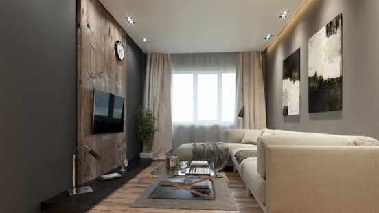 Фото № 1: Дизайн-проект двухкомнатной квартиры 47.14  м² стиль Минимализм для ЖК Молодая семья