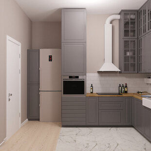 Фото № 2: Дизайн-проект однокомнатной квартиры 45.5  м² стиль Современная классика для ЖК Еврокласс