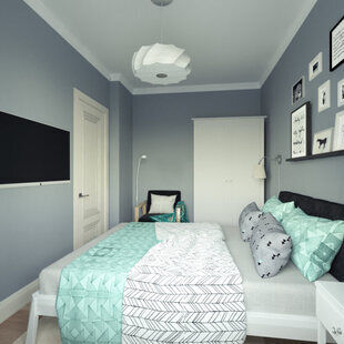 Фото № 5: Дизайн-проект однокомнатной квартиры 30.6  м² стиль Современная классика для ЖК Еврокласс