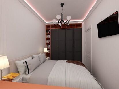 Фото № 2: Дизайн-проект однокомнатной квартиры 32.4  м² стиль Современная классика для ЖК Еврокласс