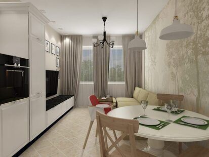 Фото № 1: Дизайн-проект двухкомнатной квартиры 58.7  м² стиль Современная классика для ЖК Еврокласс