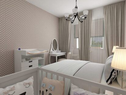 Фото № 5: Дизайн-проект двухкомнатной квартиры 58.7  м² стиль Современная классика для ЖК Еврокласс