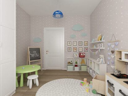 Фото № 3: Дизайн-проект двухкомнатной квартиры 58.7  м² стиль Современная классика для ЖК Еврокласс