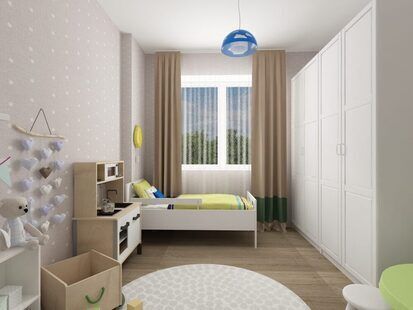 Фото № 2: Дизайн-проект двухкомнатной квартиры 58.7  м² стиль Современная классика для ЖК Еврокласс