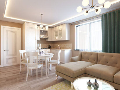 Фото № 1: Дизайн-проект трехкомнатной квартиры 68.4  м² стиль Современная классика для ЖК Tango