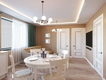 Фото № 5: Дизайн-проект трехкомнатной квартиры 68.4  м² стиль Современная классика для ЖК Tango