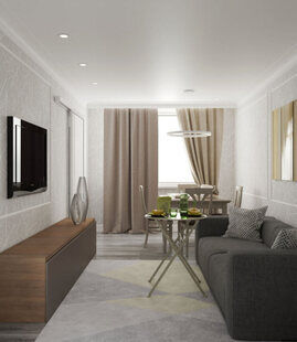 Фото № 4: Дизайн-проект двухкомнатной квартиры 52.9  м² стиль Современная классика для ЖК Tango