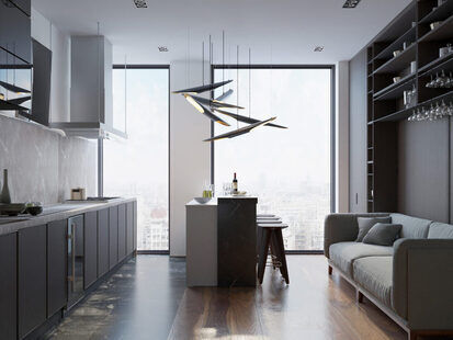 Фото № 4: Дизайн-проект однокомнатной квартиры 76.57  м² стиль Минимализм для ЖК Vincent