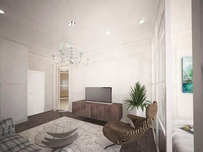 Фото № 6: Дизайн-проект двухкомнатной квартиры 76.1  м² стиль Современная классика для ЖК Черноморский-2