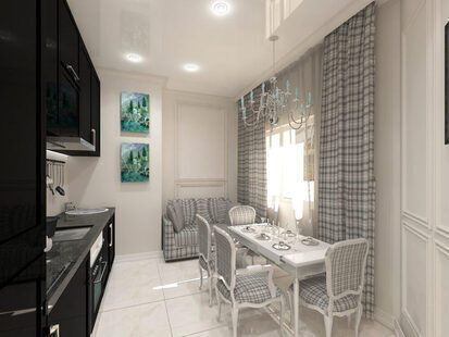 Фото № 4: Дизайн-проект двухкомнатной квартиры 76.1  м² стиль Современная классика для ЖК Черноморский-2