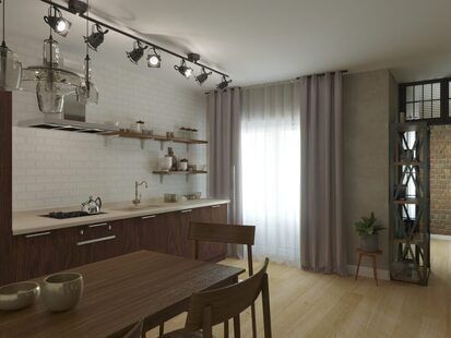 Фото № 4: Дизайн-проект двухкомнатной квартиры 77.5  м² стиль лофт для ЖК Молодая семья