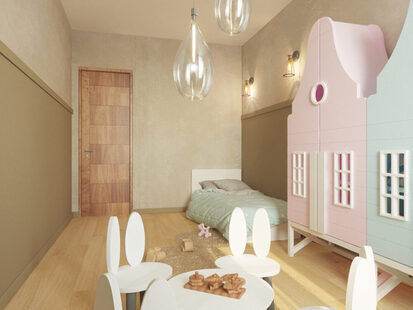 Фото № 2: Дизайн-проект двухкомнатной квартиры 77.5  м² стиль лофт для ЖК Молодая семья