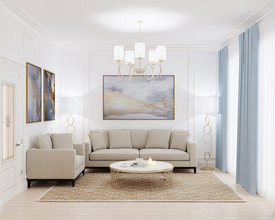 Фото № 5: Дизайн-проект четырехкомнатной квартиры 132.9  м² стиль Американская классика для ЖК Vincent