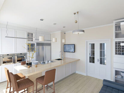 Фото № 1: Дизайн-проект трехкомнатной квартиры 117.44  м² стиль Современная классика для ЖК Vincent