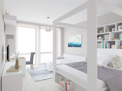 Фото № 4: Дизайн-проект трехкомнатной квартиры 117.44  м² стиль Современная классика для ЖК Vincent