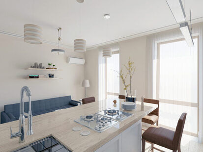 Фото № 3: Дизайн-проект трехкомнатной квартиры 117.44  м² стиль Современная классика для ЖК Vincent