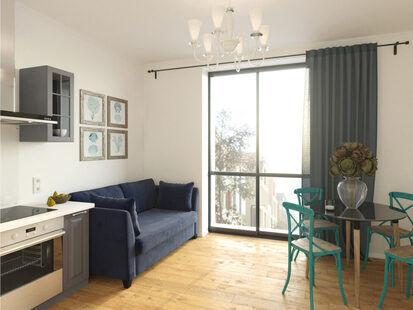 Фото № 1: Дизайн-проект двухкомнатной квартиры 67.38  м² Скандинавский стиль для ЖК Vincent