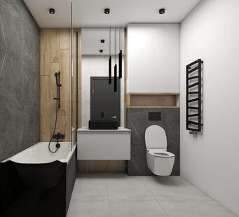 Фото № 3: Дизайн-проект однокомнатной квартиры 41.0  м² стиль Хай-тек для ЖК Молодая семья