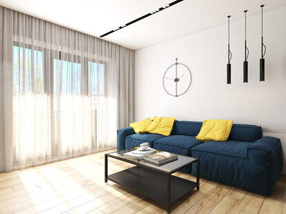 Фото № 5: Дизайн-проект однокомнатной квартиры 41.0  м² стиль Хай-тек для ЖК Молодая семья