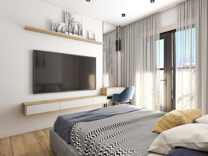 Фото № 6: Дизайн-проект однокомнатной квартиры 41.0  м² стиль Хай-тек для ЖК Молодая семья