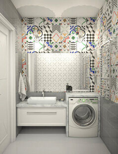 Фото № 1: Дизайн-проект ванной 3.7  м² стиль Современная классика для ЖК Шурова гора