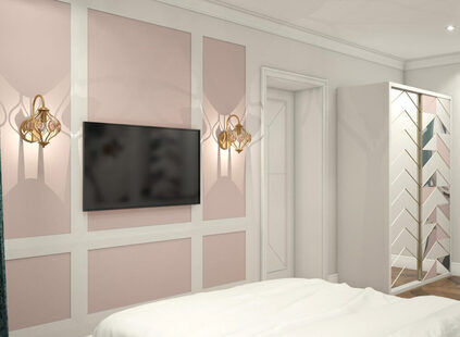 Фото № 3: Дизайн-проект спальни 14.6  м² стиль Современная классика для ЖК Шурова гора