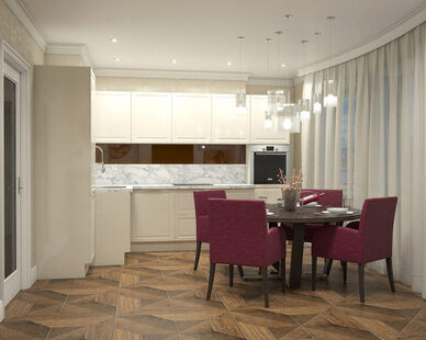 Фото № 1: Дизайн-проект кухни 17.7  м² стиль Современная классика для ЖК Шурова гора