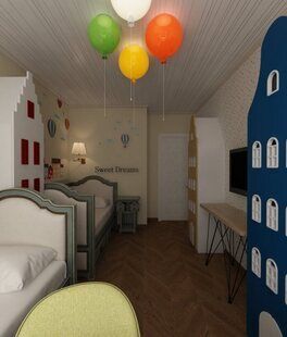 Фото № 1: Дизайн-проект детской 13.3  м² стиль Модернизм для ЖК Екатерининский