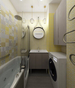 Фото № 1: Дизайн-проект совмещенного санузла 3.9  м² стиль Модернизм для ЖК Екатерининский