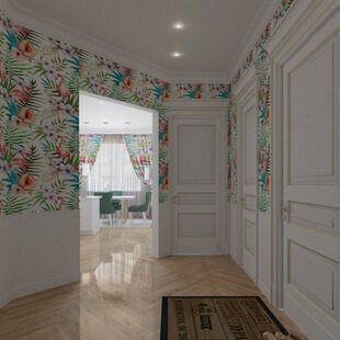 Фото № 2: Дизайн-проект прихожей 8.6  м² стиль Современная классика для ЖК Екатерининский