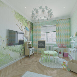 Фото № 1: Дизайн-проект детской 9.0  м² стиль Современная классика для ЖК Екатерининский