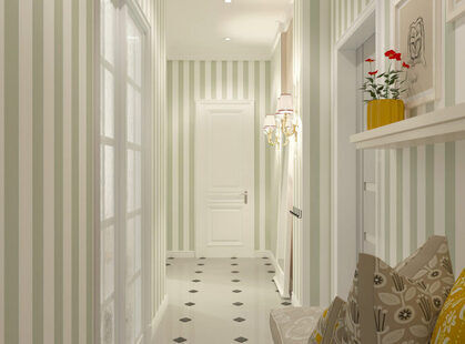 Фото № 2: Дизайн-проект прихожей 8.3  м² стиль Современная классика для ЖК Екатерининский