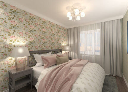 Фото № 1: Дизайн-проект спальни 11.3  м² стиль Современная классика для ЖК Екатерининский